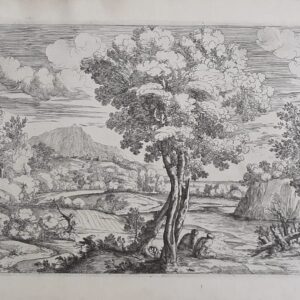 PAESAGGIO CON ALBERI E PERSONAGGI