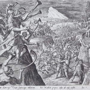 GIDEONE CON IL SUO ESERCITO ATTACCA I MEDIANITI, dal Libro dei giudici, da Thesaurus sacrum historiarum veteris et novi testamenti