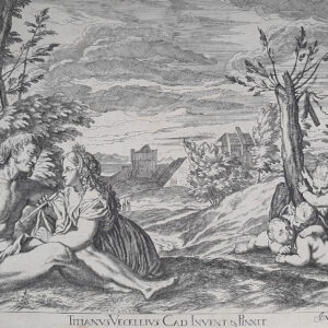 PAESAGGIO CON SUONATORE E FANCIULLA